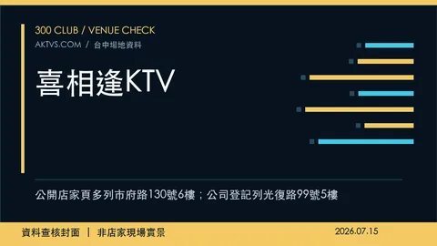 喜相逢KTV店家資料查核封面，非店家現場實景
